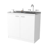 39" White Stainless Steel Accent Cabinet With Two Shelves